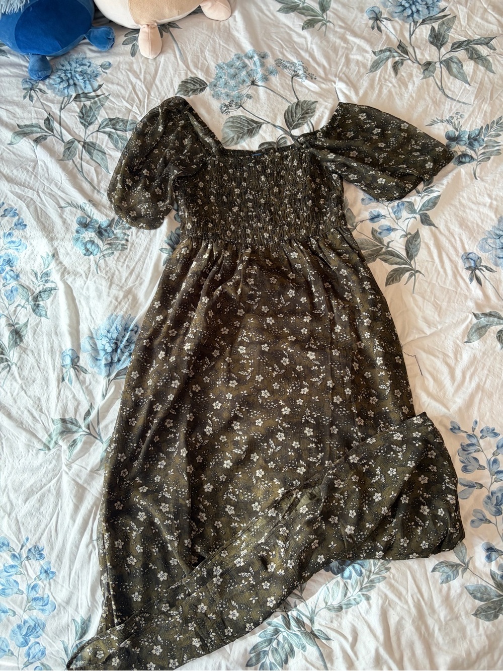 Old Navy Olive Green Floral Maxi Dress
